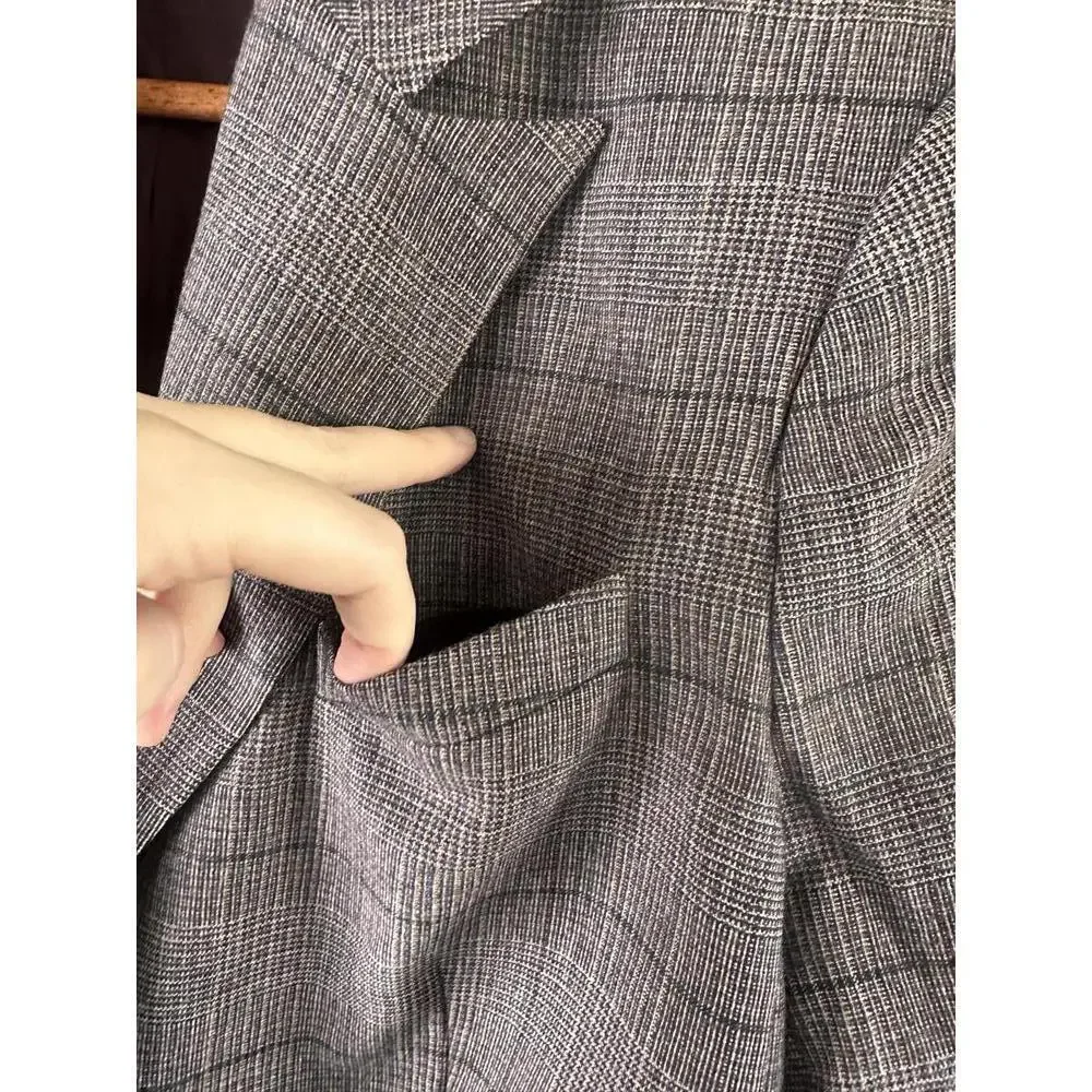 Brooks Brothers Wool & Cashmere Blend Purple Plaid Blazer Jacket Women’s size 12 - Picture 14 of 15